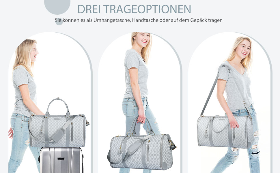 Сумка-трансформер для подорожей 50 л, 2-в-1 з водонепроникним відділенням для взуття та системою проти зминання – ідеальна для ділових поїздок та відпочинку (Сірий)