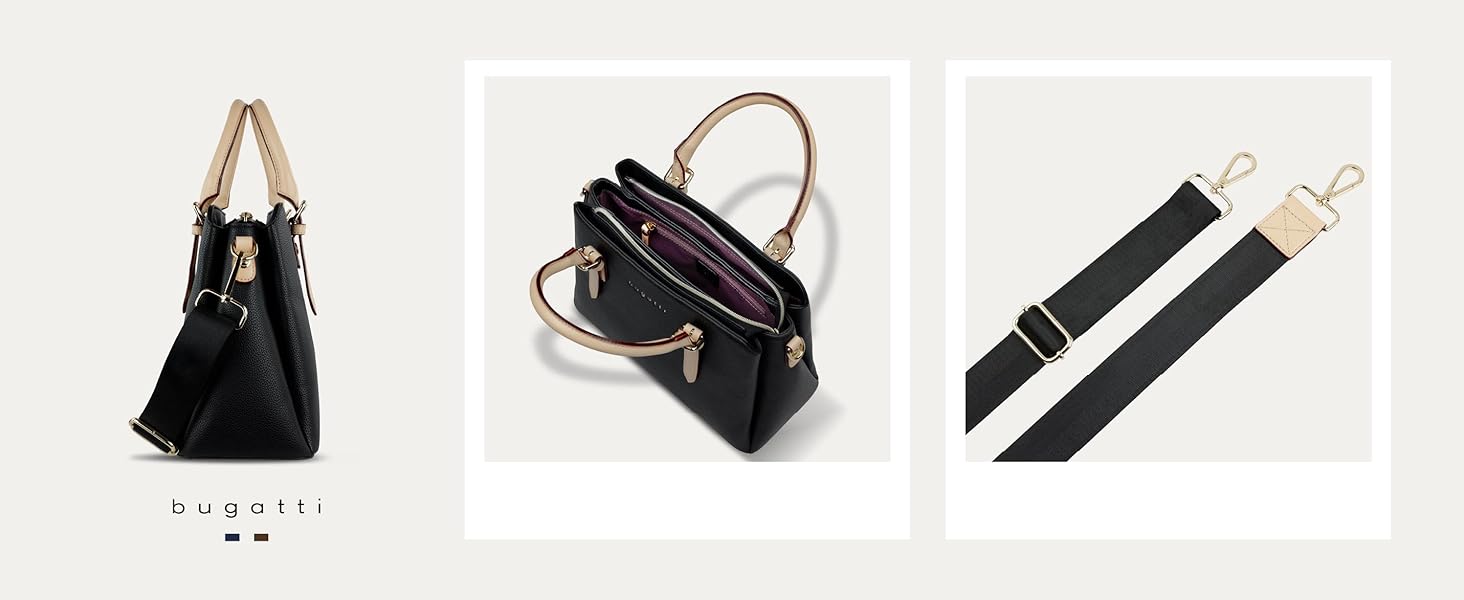 Сумка жіноча Bugatti Ella боулінг середнього розміру зі штучної шкіри, чорна