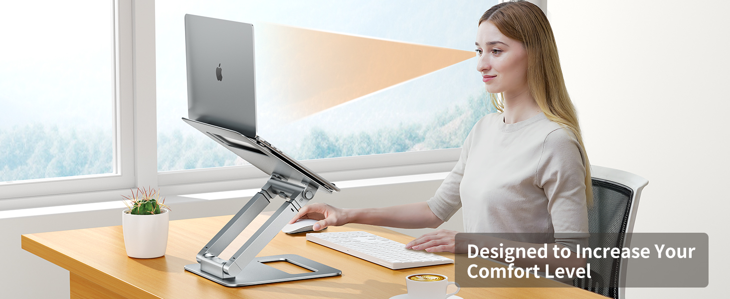Adjustable Laptop Stand for Desk - Telescoping Design, Ergonomic Riser for 10-17 Inch Laptops (Silver)