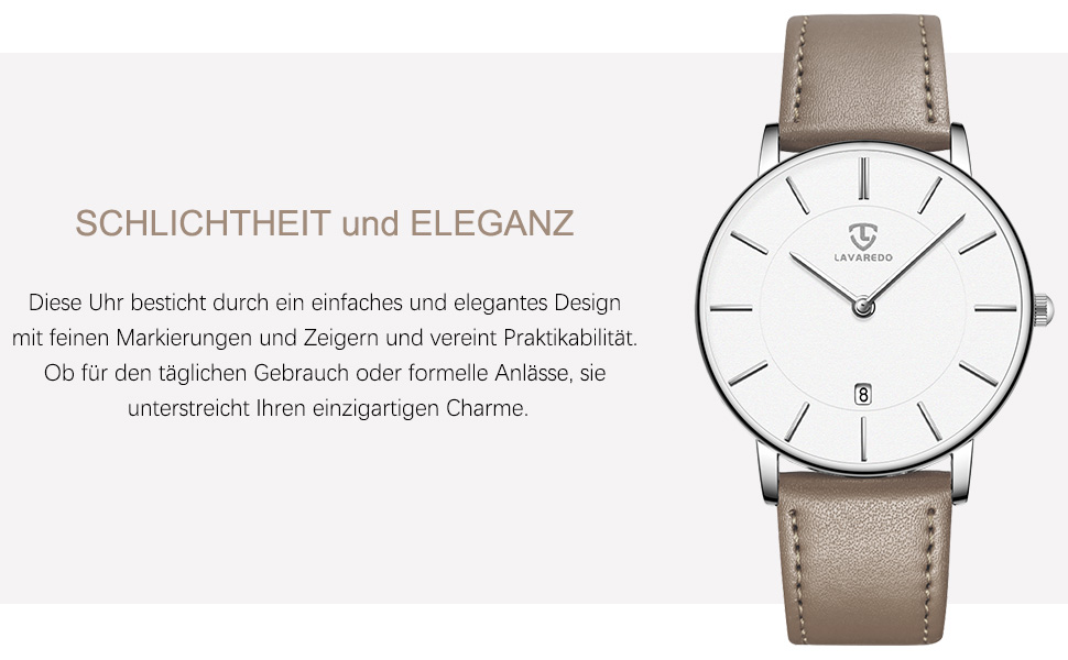 Жіночий аналоговий кварцовий годинник Flache з датою, шкіряним/силіконовим ремінцем, 39 мм, сірий колір