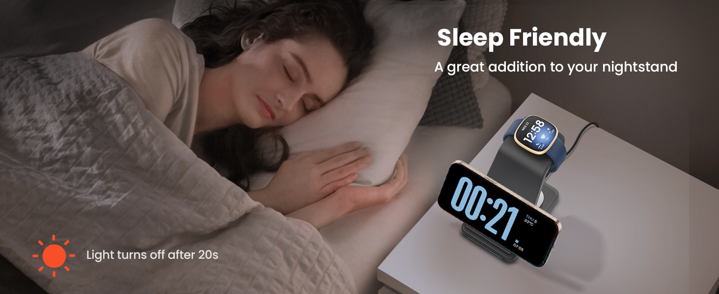 Зарядна станція GEEKERA 3-в-1 для бездротової зарядки Google Pixel Watch 3/2, Fitbit Versa 4/3/Sense 2, iPhone, Pixel, Samsung (Чорний матовий)