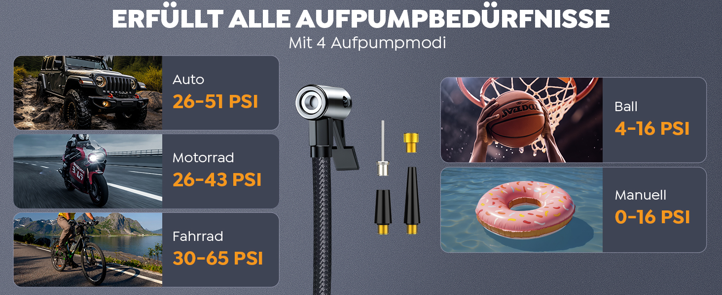 Портативний зарядний пристрій Starthilfe 8000A з компресором 160PSI, 12V для автомобілів, 20000mAh, LED-ліхтар 600 Lumen, LCD-дисплей, сріблястий