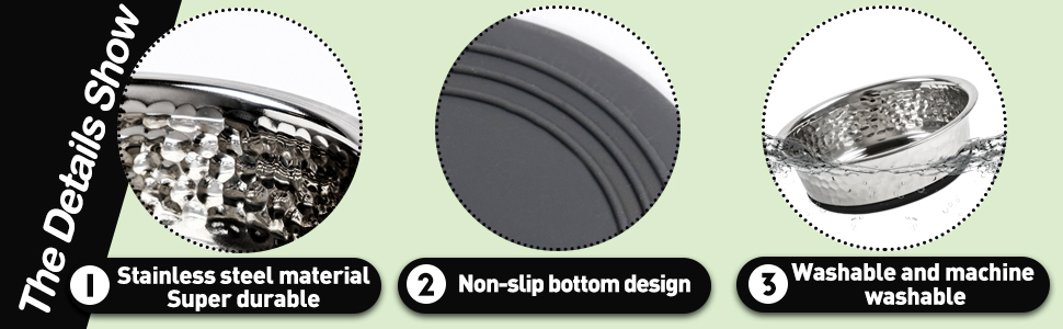 Набори мисок для собак великих, середніх та малих порід, 2 шт. з нержавіючої сталі з антиковзним силіконом, 22 см