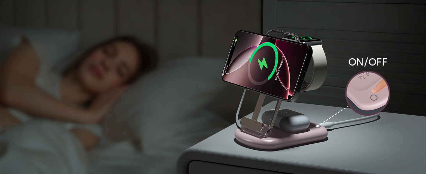 Зарядний пристрій MagSafe 3-в-1 для iPhone та Apple Watch/AirPods (Рожевий)