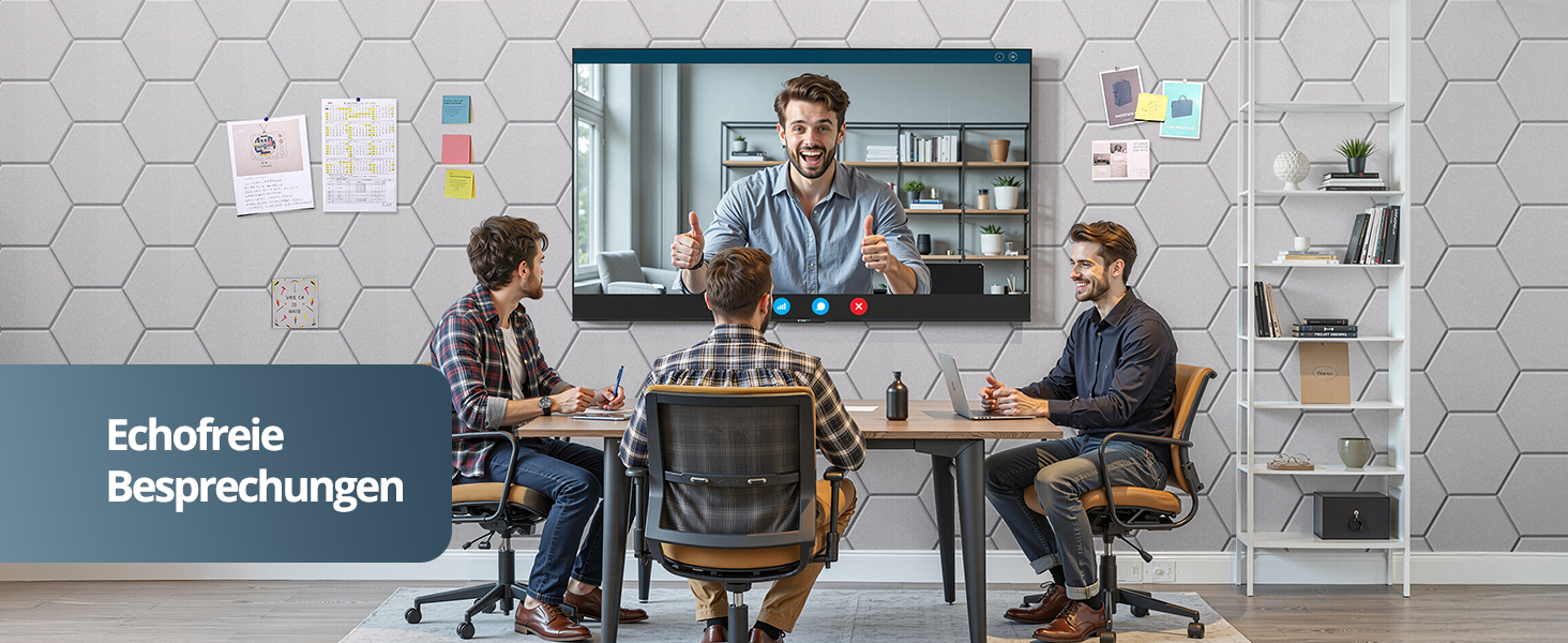 Акустичні гексагональні панелі самоклеючі, 12 шт. Поглинач звуку для студії, вітальні, геймерської зони та офісу, чорні, 30 x 26 x 0,9 см