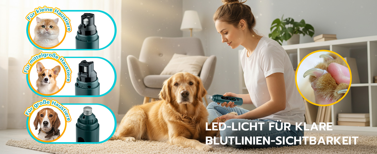 Електричний точило для кігтів домашніх тварин Mcbazel для котів та собак, тихий точило для собак з LED-підсвіткою, регульований з 5 швидкостями, точило для кігтів, алмазний шліфувальний диск