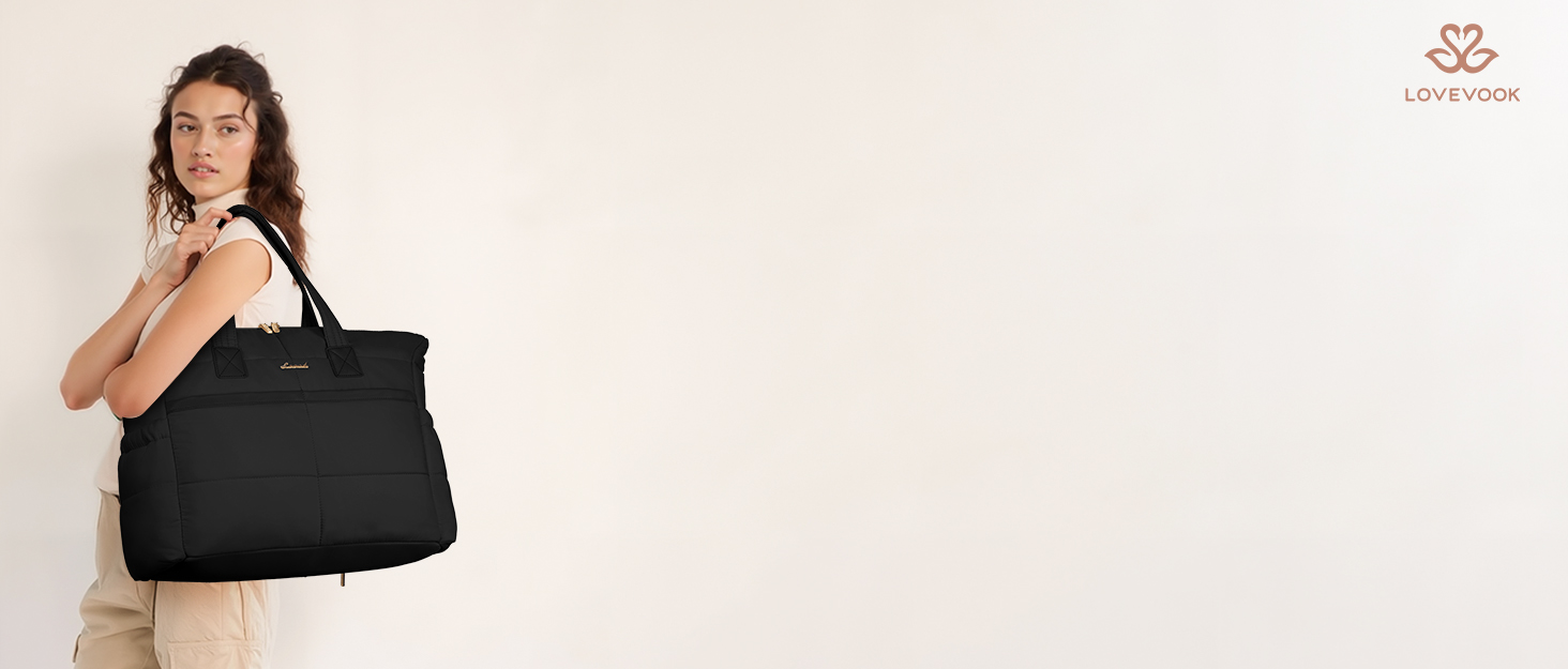 Сумка для ноутбука LOVEVOOK для жінок, 15.6 дюймів, чорно-бежево-коричнева