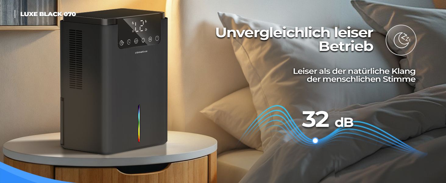 Електричний осушувач повітря Climative ION 12L/24h з Wi-Fi та очищувачем повітря для дому, квартири, ванної кімнати. Захист від вологи та плісняви до 20 м². Чорний Luxe 070