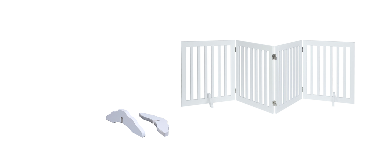 Захисний бар'єр для собак Unipaws: дерев'яне, розкладне, без свердління, 4 елементи, 61 см, 204x61 см