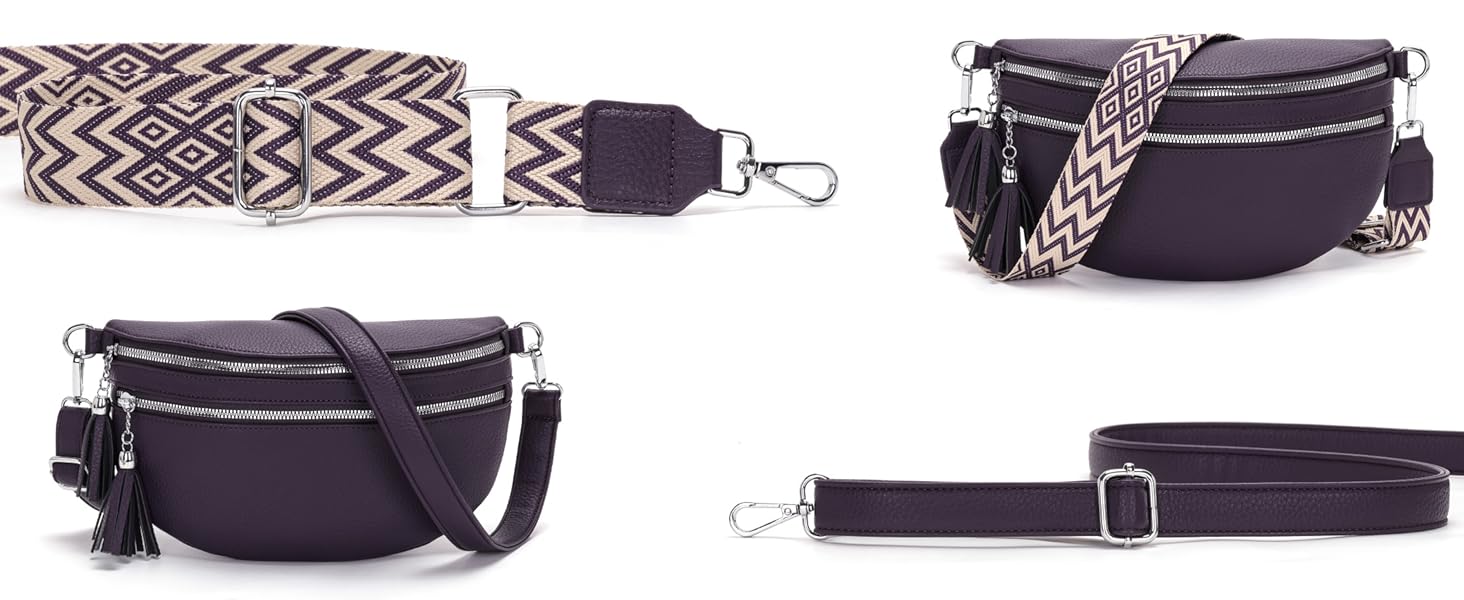 Сумка на пояс жіноча бежева, кросбоді, середнього розміру з відділенням для карт та 2 ремінцями - Lila