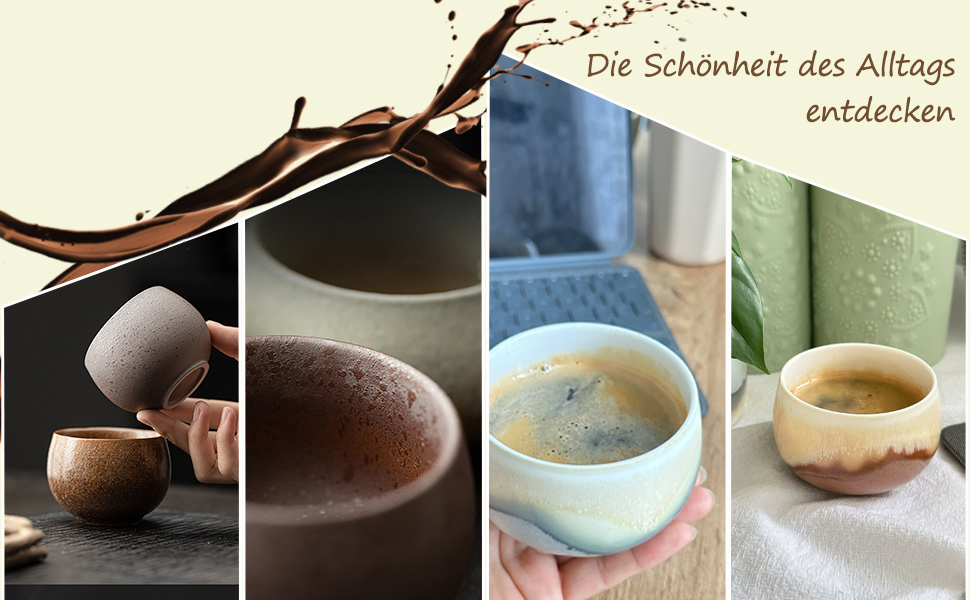 Набір кавових чашок для капучино 4x210мл, бежеві, порцеляна, ручної роботи, без ручки, для лате макіато, сумісність з посудомийною машиною