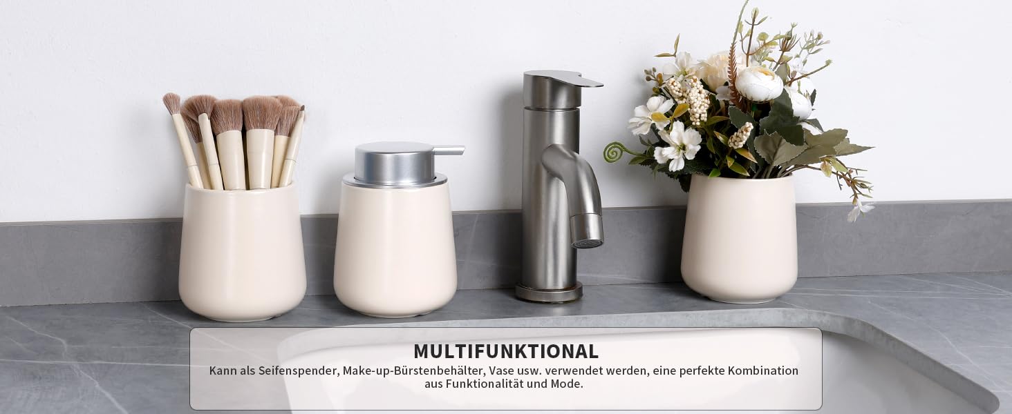 Дозатор для миючого засобу BosilunLife, 350 мл, наповнюваний, велика кнопка, стильний, неслизький, BPA-free для кухні та ванної кімнати