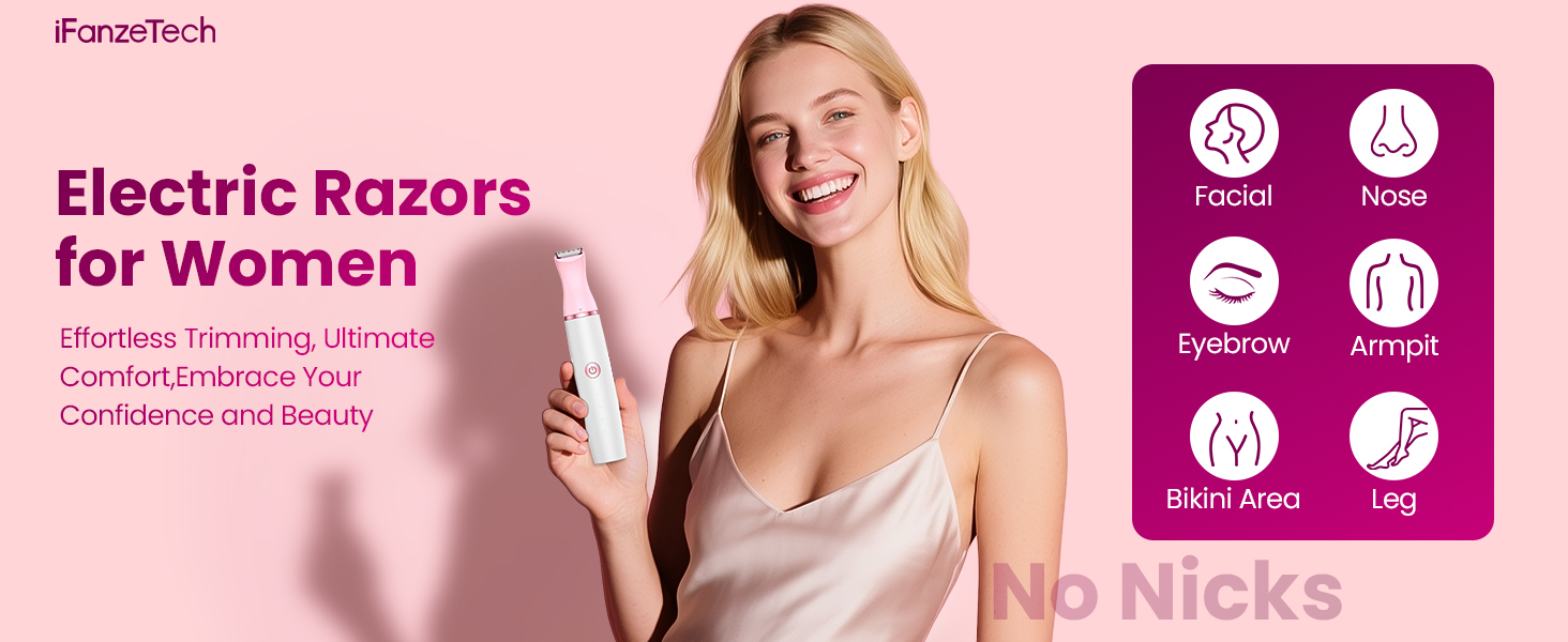 Електричний тример для жінок 4-в-1: для обличчя, тіла, ніг, носа. Тример для бікіні, USB-C