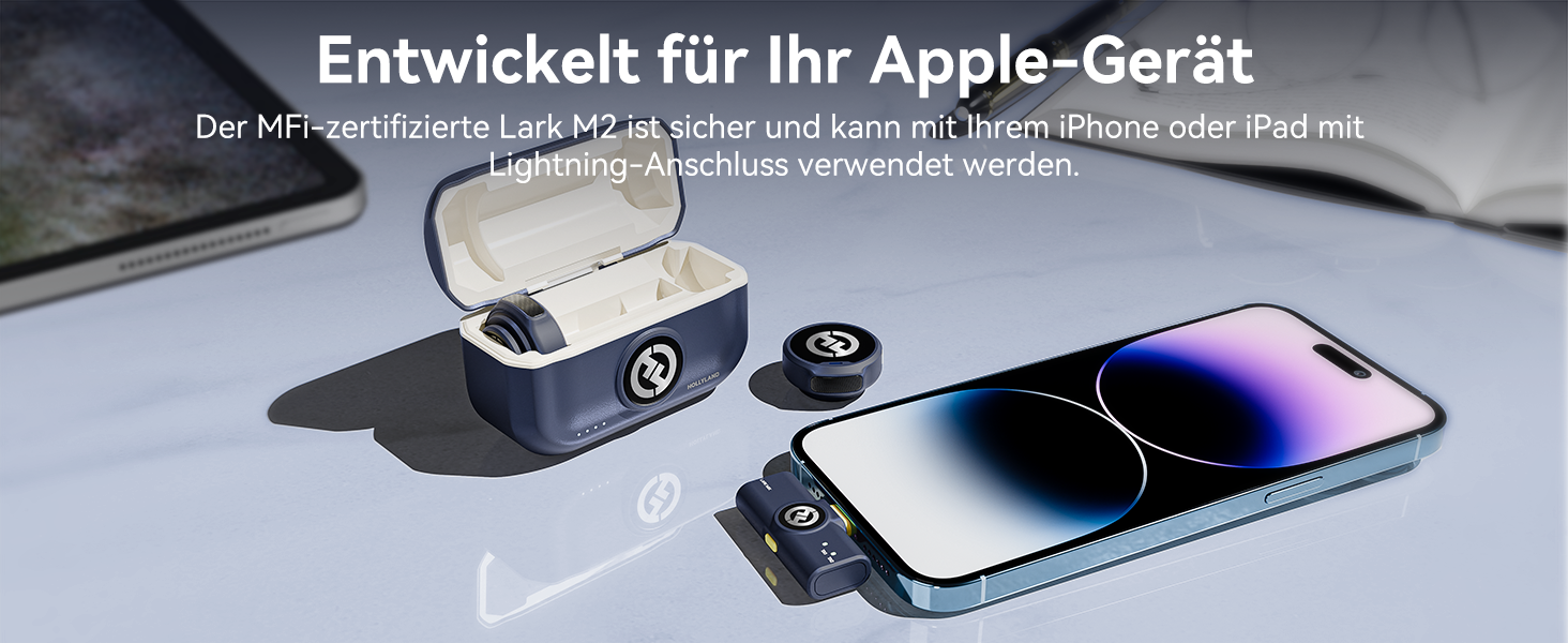 Hollyland Lark M2 Бездротовий петличний мікрофон для iPhone 15/16/17 та Android, 300м радіус дії, Hi-Fi звук, шумозаглушення, 30 годин роботи, міні-мікрофон для відео (2TX + USB-C RX + зарядний кейс) (Комбо (2TX+3RX), білий)