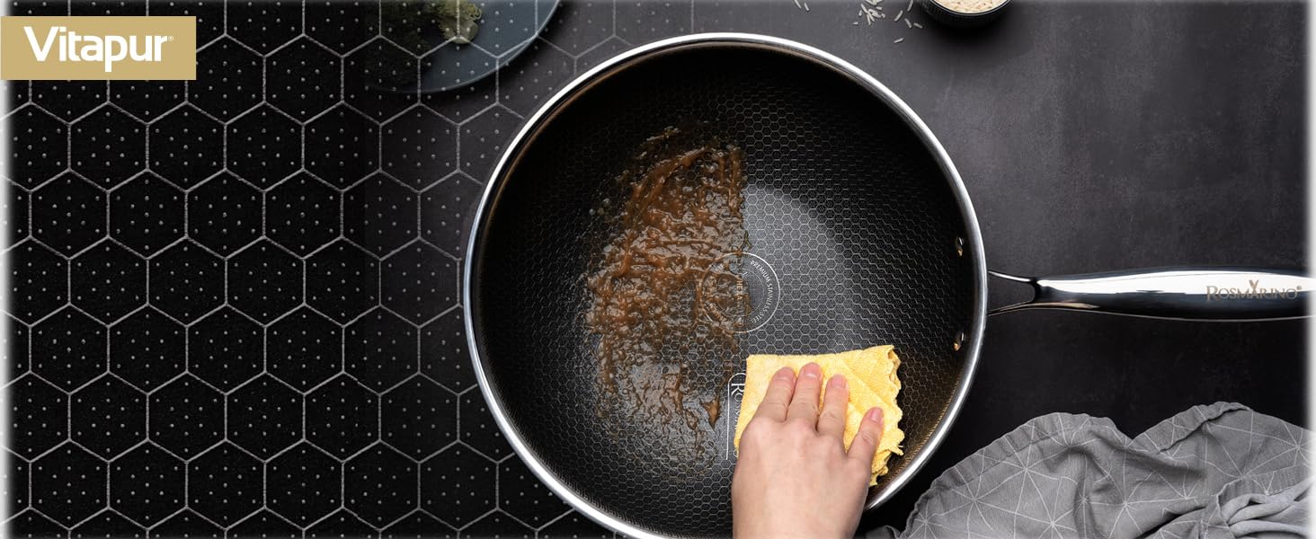 ROSMARINO HexaPro 3.0 28 cm Stainless Steel Pancake Pan - High-quality non-stick coating, oven-safe - Ideal for the versatile kitchen. Pancake pan, 28cm