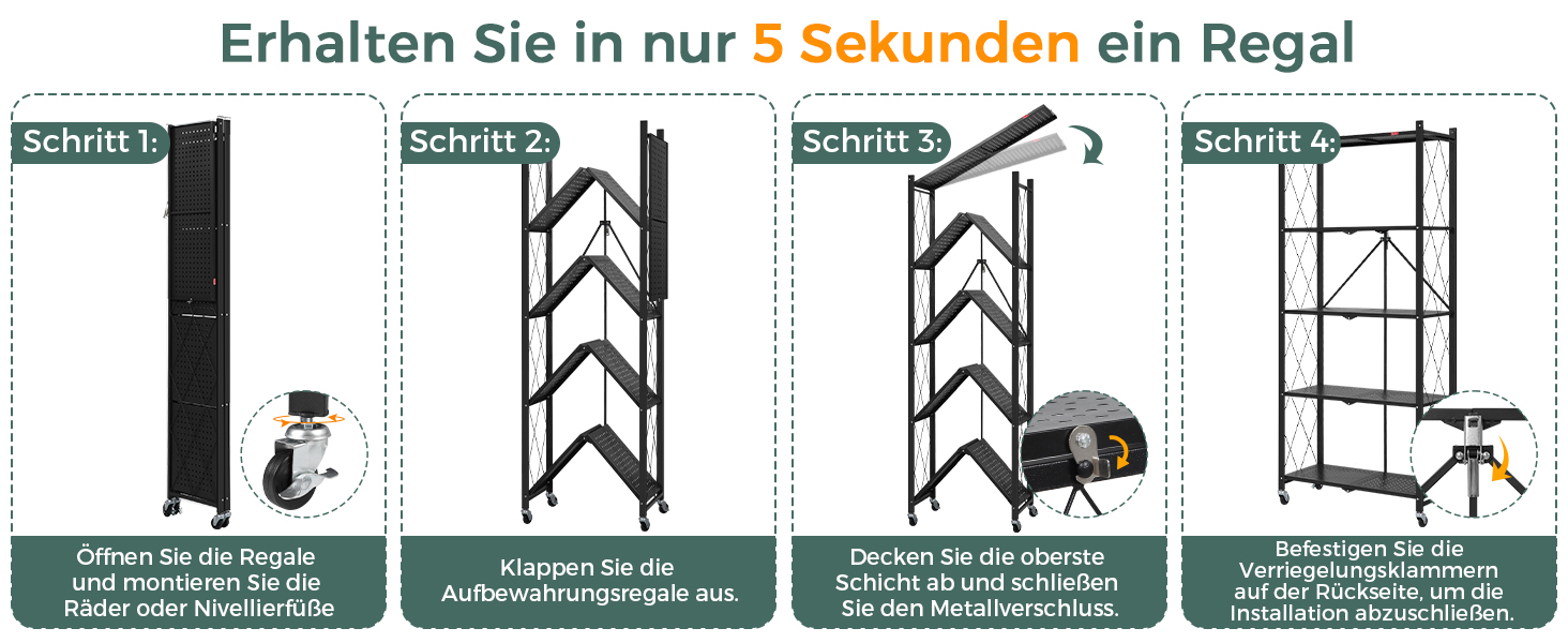 Deanic 5-Tier Folding Heavy Duty Shelf