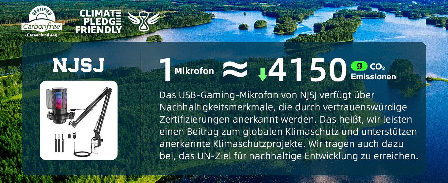 Мікрофон для комп'ютера NJSJ Gaming з тримачем, USB для PC, MAC, PS4/PS5: з кнопкою вимкнення звуку, навушниками, поп-фільтром, конденсаторний кардіоїдний для стрімінгу та подкастів (Чорний)