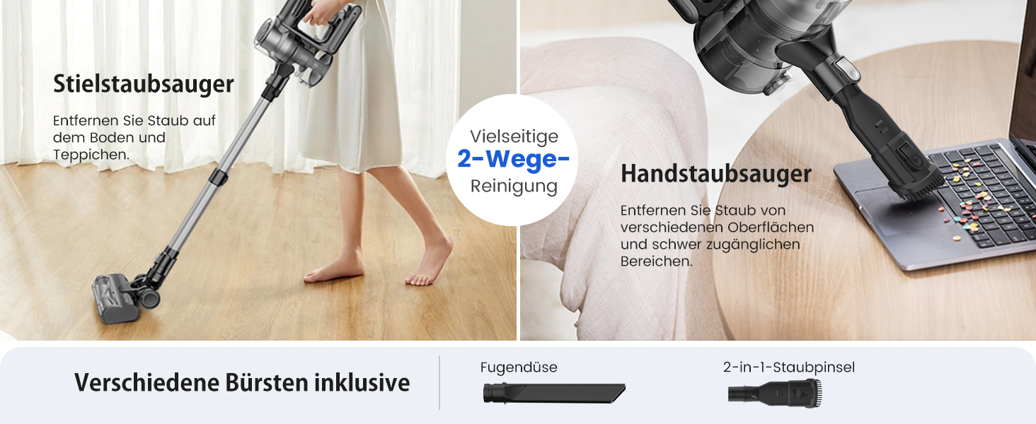 Бездротовий пилосос Proscenic P13: акумуляторний, 45KPa, 550W, 45 хв, з сенсорним екраном, зелене підсвічування, зарядний блок для стіни, анти-намотування, для килимів, твердих поверхонь, автомобіля, шерсті тварин (сірий)