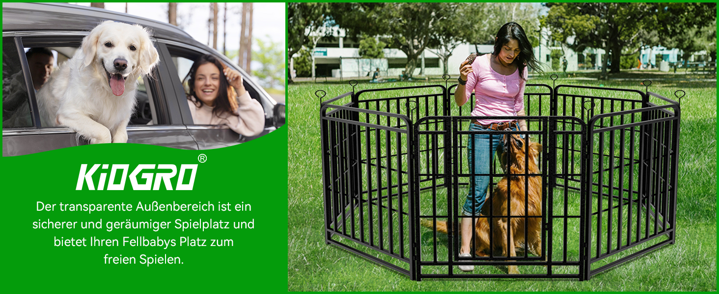 Вольєр для цуценят 544см, 80см висотою, 8-секційний розкладний вольєр для тварин з дверима, вольєр для собак, переносний загін для собак, котів, кроликів та саду, збірка без інструментів (8 секцій - 100см висотою)