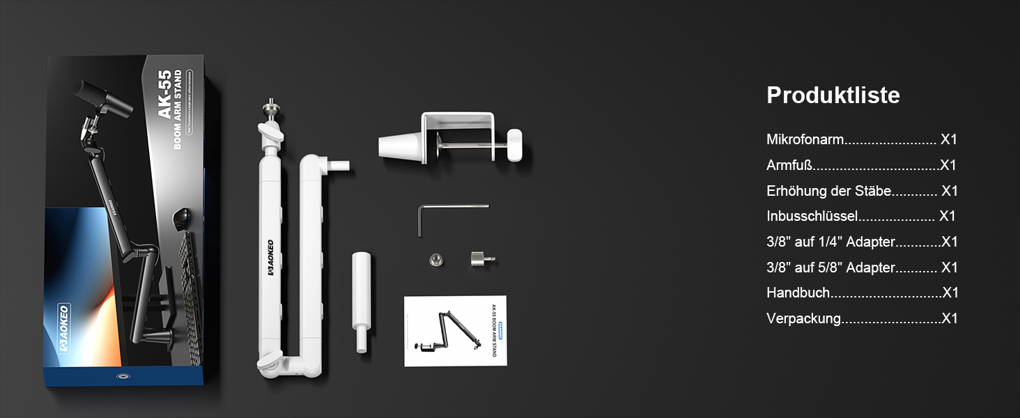 Кріплення для мікрофону Aokeo AK-55 – низькопрофільний тримач для HyperX, Elgato, Shure, Blue Yeti та інших мікрофонів