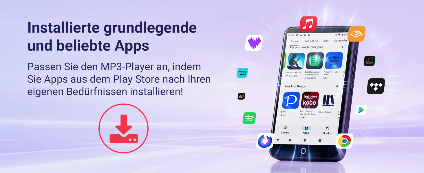 MP3 плеєр 16GB з Bluetooth та Wi-Fi, Android плеєр MP3/MP4 з 4