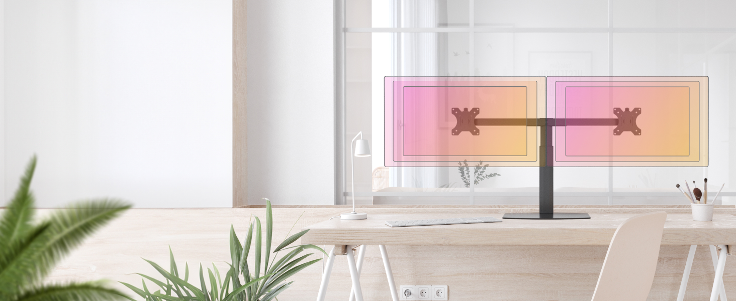 Підставка для монітора RICOO TS4111 для 2 моніторів, газ-амортизатор, 13-27 дюймів