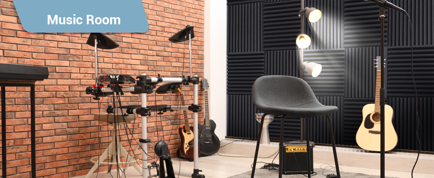 Акустичні панелі Ohuhu для звукоізоляції, шумопоглинаючий пінополістирол 30x30x2,5 см, 24 шт. — для студії, подкастів та геймінгу