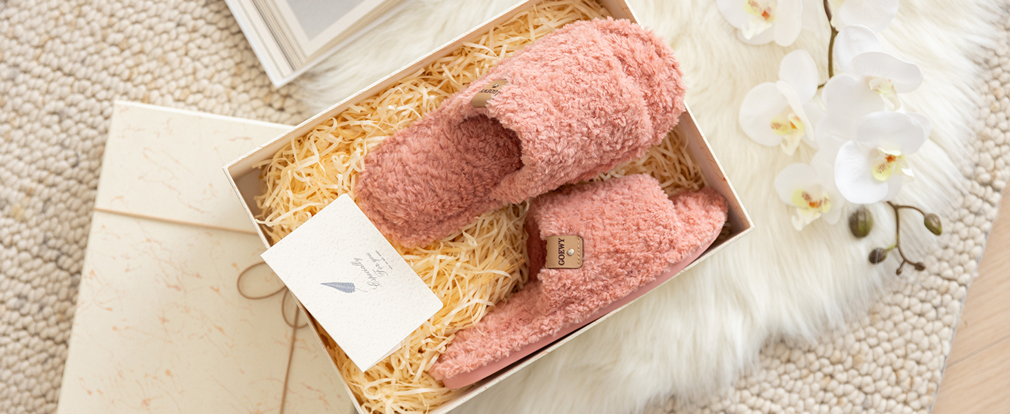 Жіночі домашні тапочки з меморі-піною - м'які відкриті тапочки на п'яті, неслизька підошва для дому/на вулицю. Супер м'які пухнасті тапочки-слайдери в подарунок для жінок та матерів