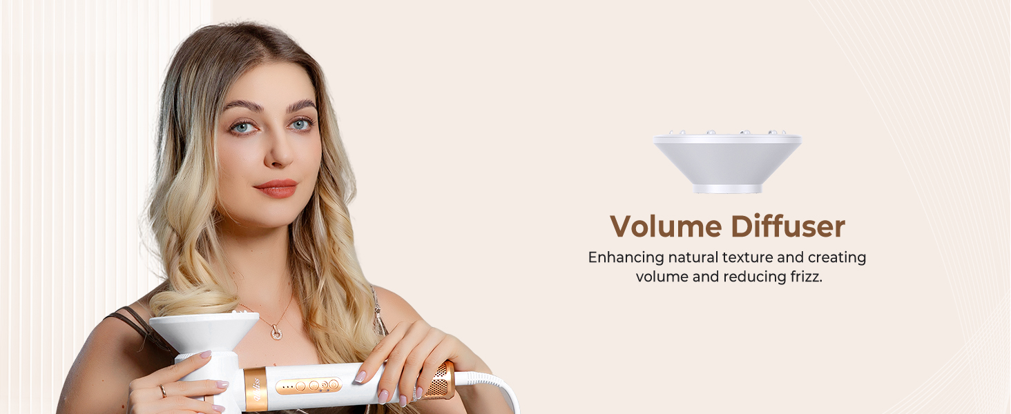 UKLISS Air Styler 7 в 1: фен-щітка з 7 насадками для сушіння, укладання та об'єму волосся, іонізація, білий