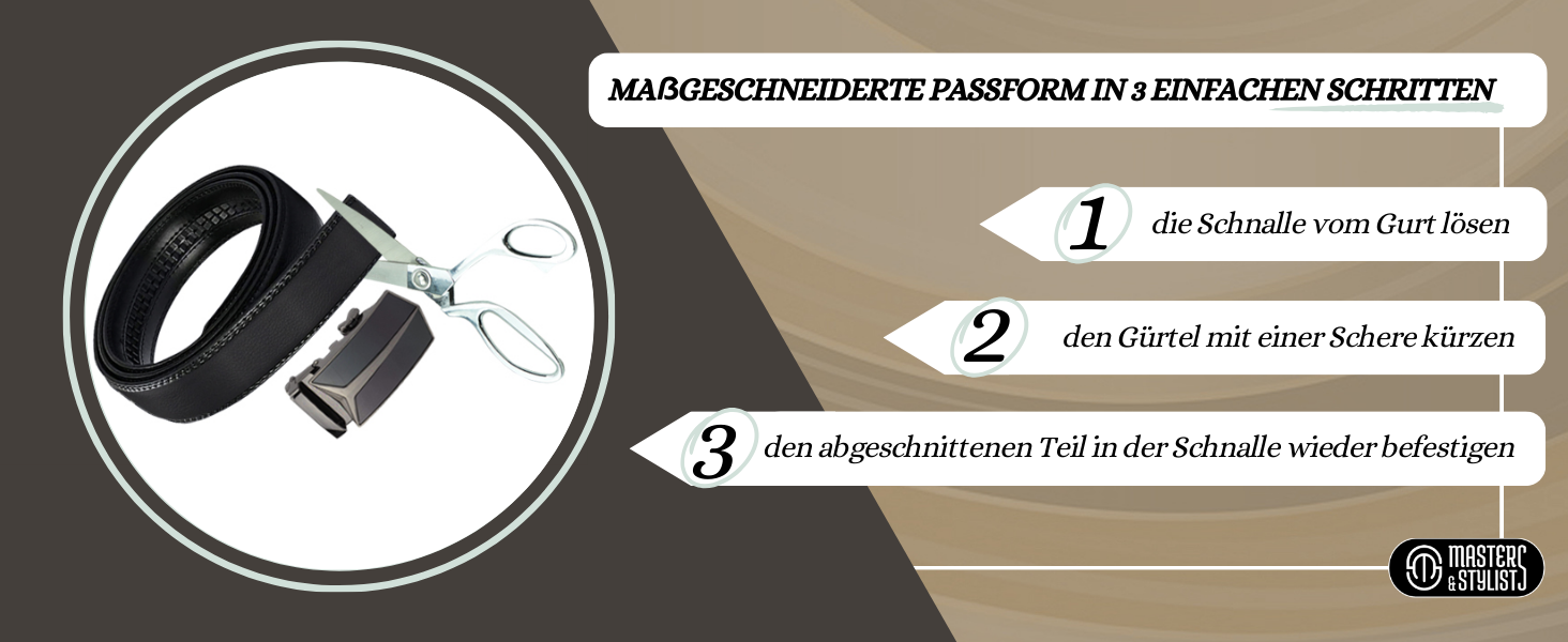 Чоловічий шкіряний ремінь Masters & Stylists з автоматичною пряжкою, коричневий/чорний, ширина 3,1 см, довжина 110/120 см, з подарунковою коробкою