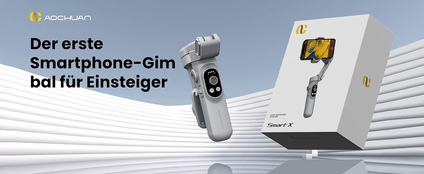 Стабілізатор Gimbal для смартфона AOCHUAN SMART X з LED-підсвічуванням, трекінгом обличчя, функцією Time-Lapse, 3-осьовий, склавний, для iPhone 16/15/14/13/12 Pro/Max/Xs, Galaxy S21, TikTok