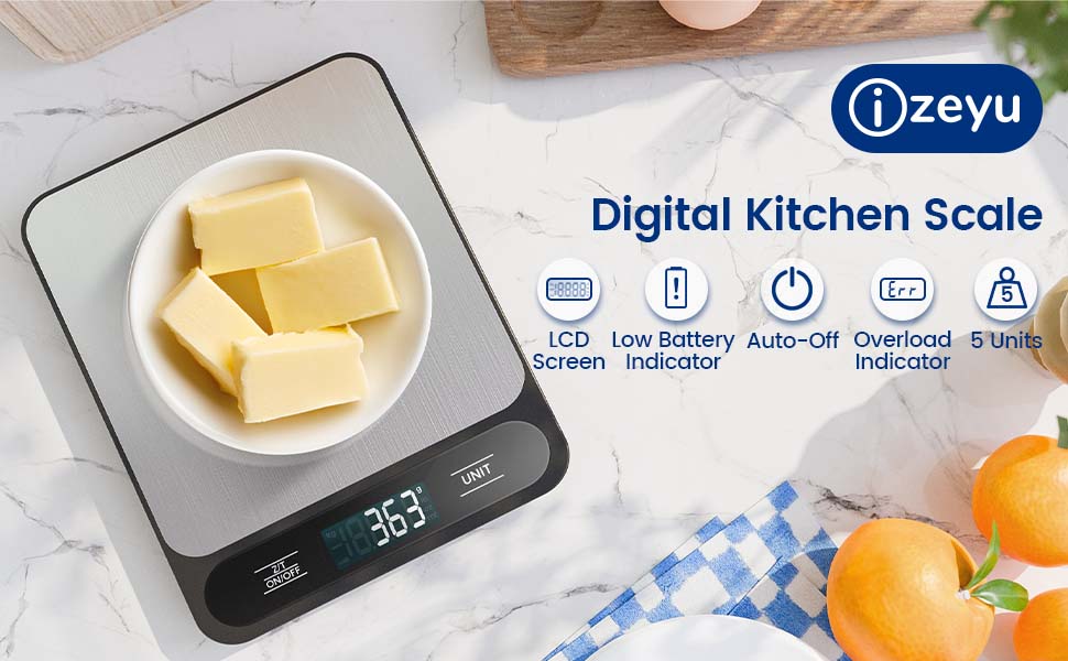 Кухонні ваги цифрові, USB-C, 15 кг, преміум-якість, харчові, професійні, сріблясті
