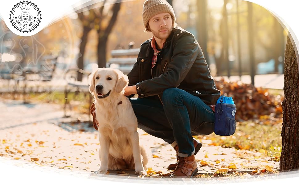 Преміум сумка для ласощів для собак HUND IST KÖNIG - універсальна, містка, з дозатором для відходів та Ebook для дресирування (Чорний, 16 x 18 x 6 см)