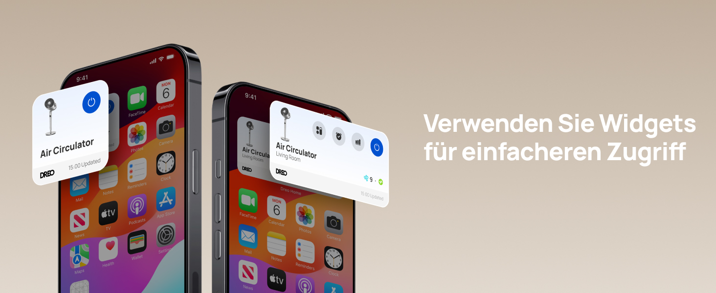 Вентилятор підлоговий Dreo з Wi-Fi та LED, 102 см, 8 швидкостей, 3 режими, 1200 м³/год, срібний