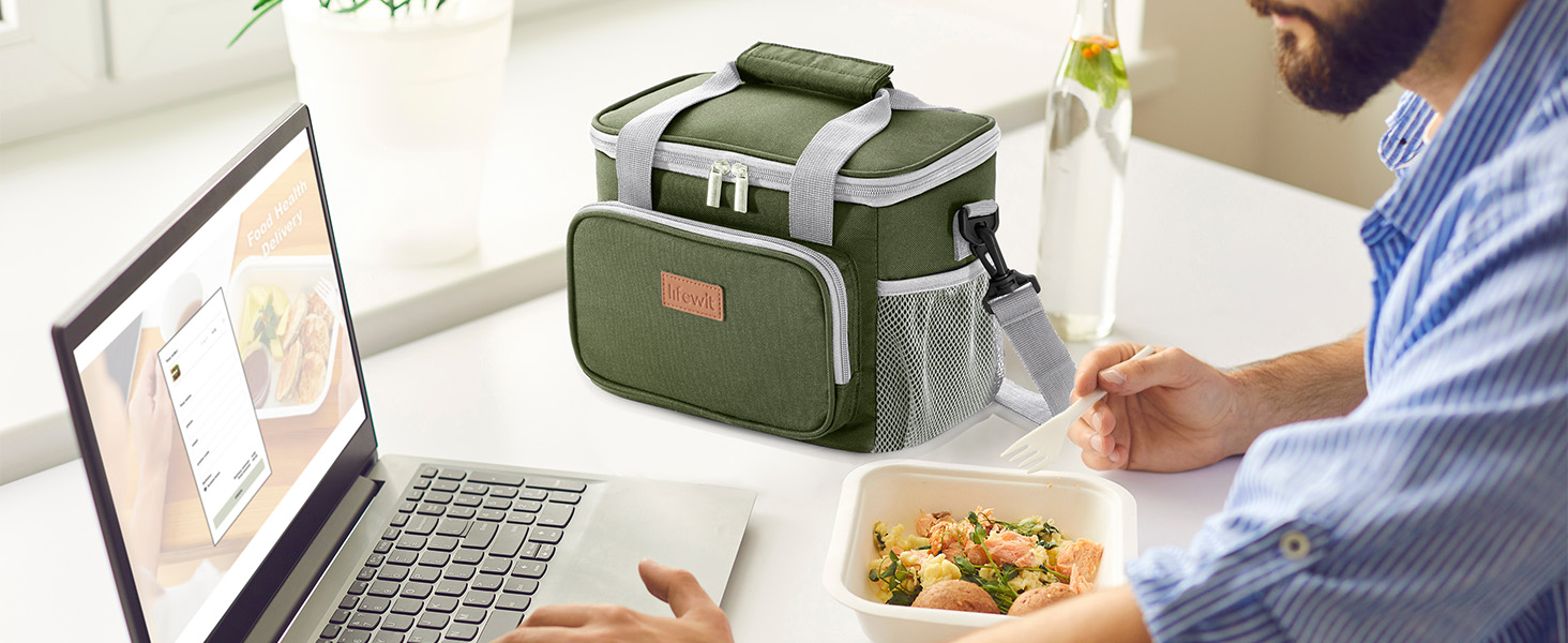 Термосумка-холодильник Lifewit 24L сірого кольору: компактна, складна, для їжі, напоїв, на роботу, у подорожі