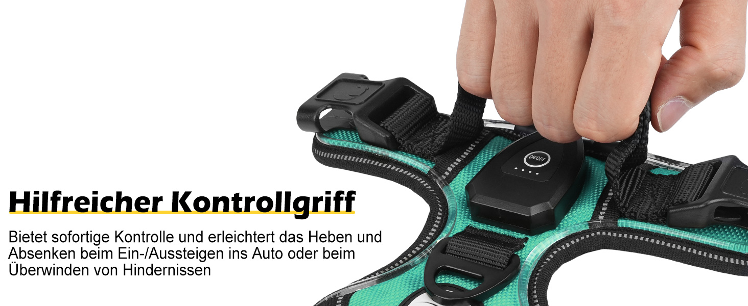 Світловідбиваючий нашийник для собак Joytale, зарядний, середнього розміру, без перетягування, з ручкою, світловідбиваючий, з м'якою підкладкою, регульований, для нічних прогулянок, чорно-синій, M (1 шт.)