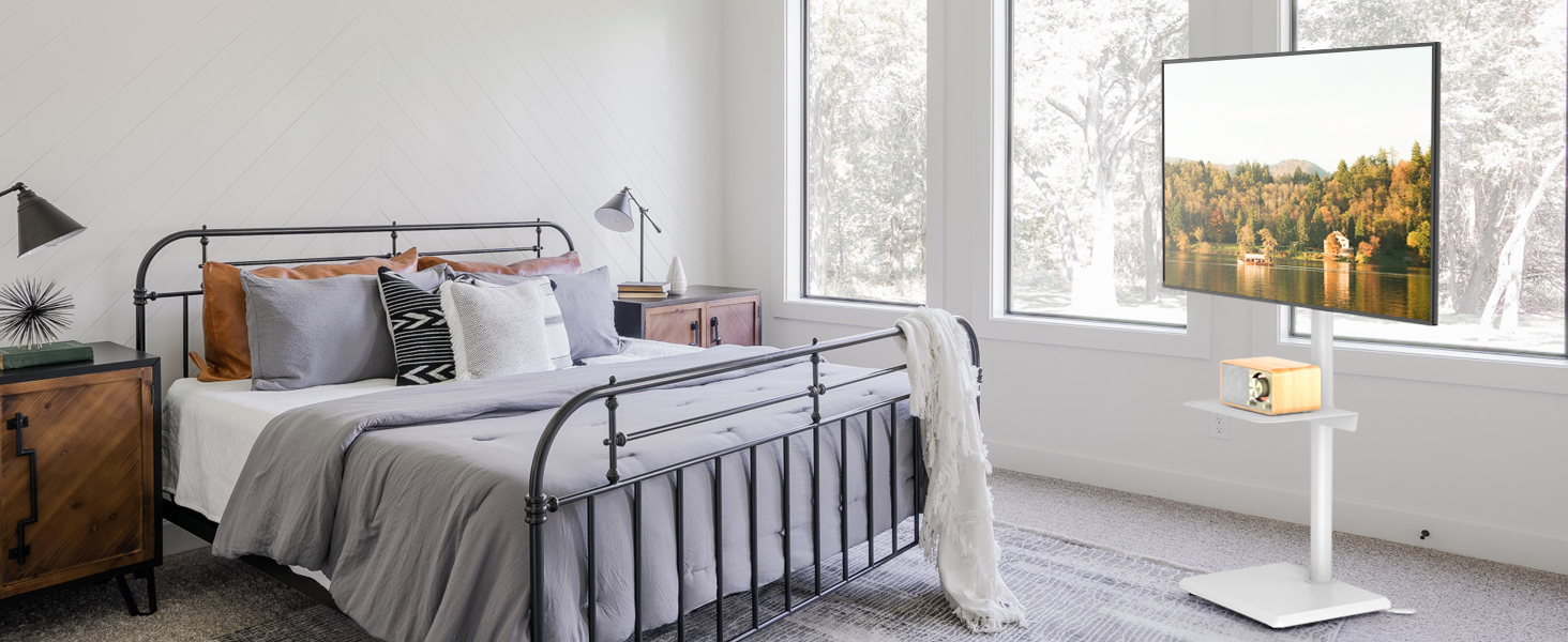 Стійка для телевізора 5Rcom з кронштейном 32-60 дюймів (до 40 кг), біла, VESA 400x400, регульована висота