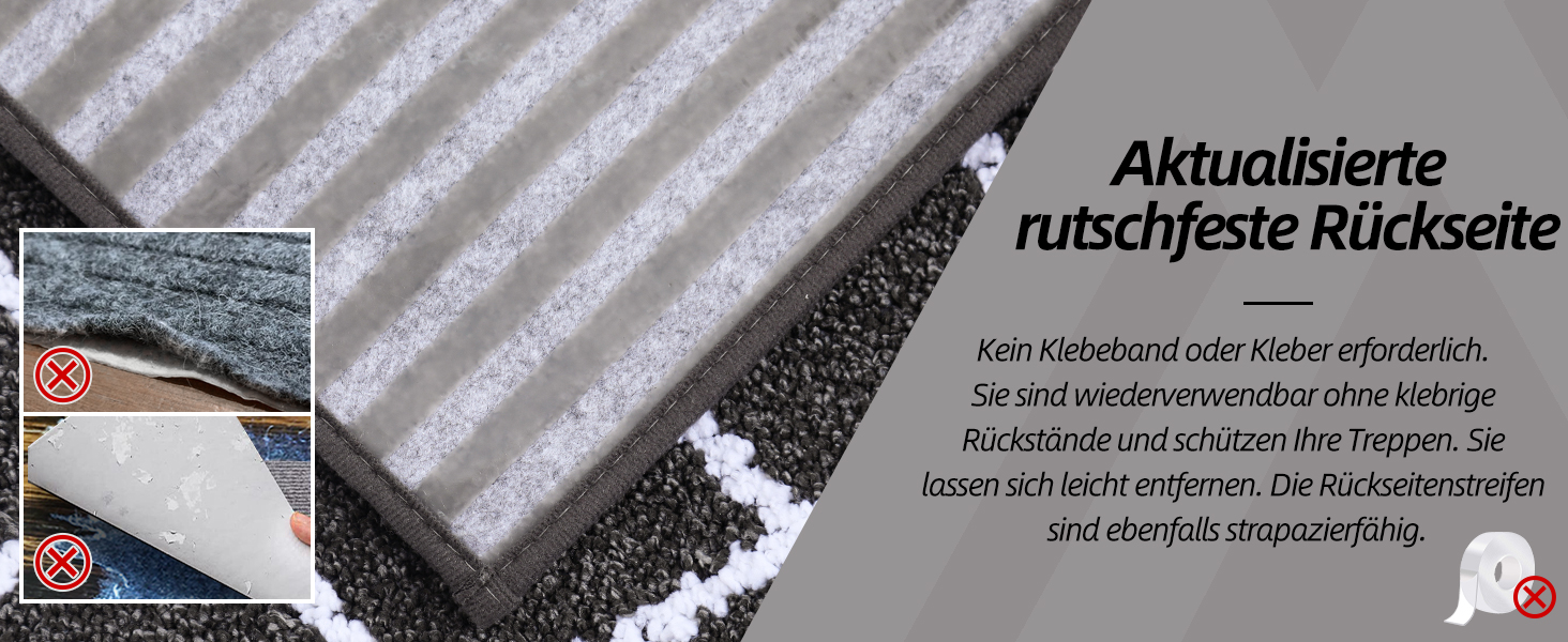 Комплект килимків для сходів COSY HOMEER (15 шт.), 70 x 22 см, антиковзаючі, самоклеючі, машинне прання, 100% поліестер, TPE-підкладка, для дітей, літніх людей та домашніх тварин, чорно-білі