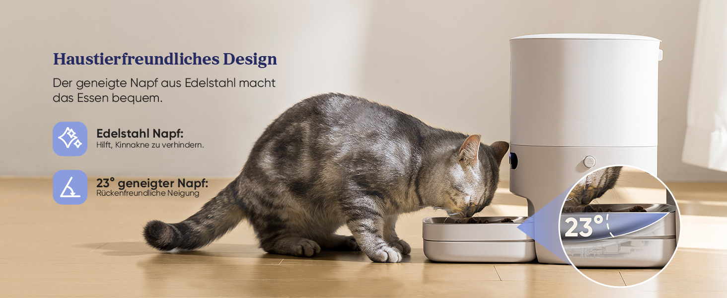 Pawsync Smart Pet Feeder - 3 Pack, Color-Changing Reminder, Dry Food Storage - Keeps Food Fresh Up to 3 Months, App Notifications, White & Grey