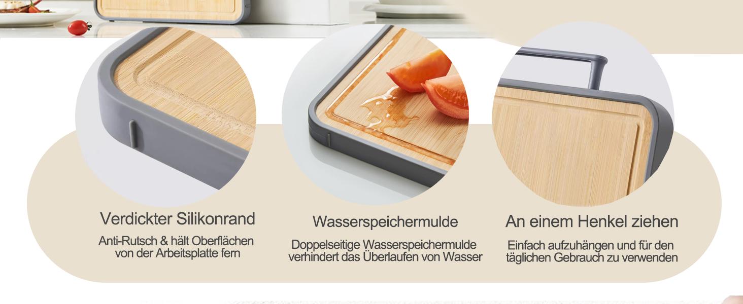 Двостороння бамбукова дошка для нарізання Titan з титаном та бамбуком, для кухні, преміум-якість, антипригарне покриття, довговічна та легка у догляді