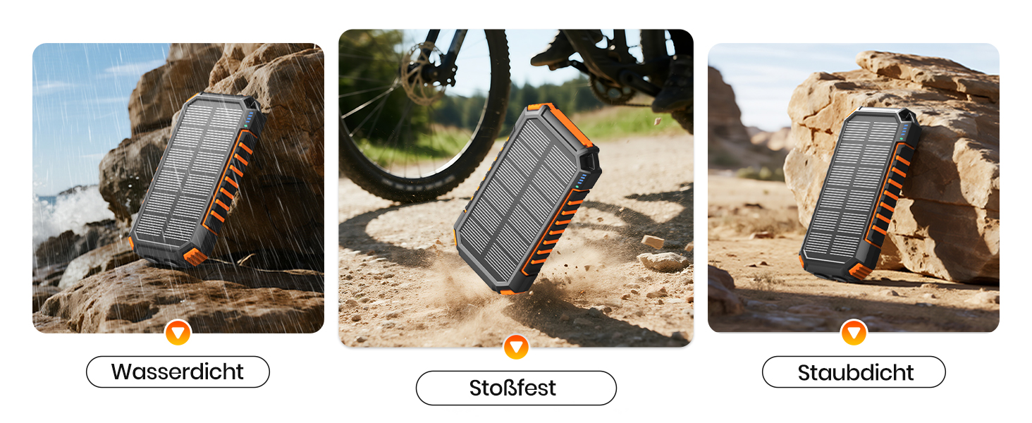 Сонячний Power Bank 27000mAh 15W з LED-ліхтариком та 5 виходами – зарядний пристрій для iPhone/Android (Orange)