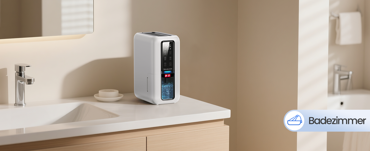 Електричний осушувач повітря NovaLivin з резервуаром 2L та регулюванням вологості | Для ванної, спальні, шафи