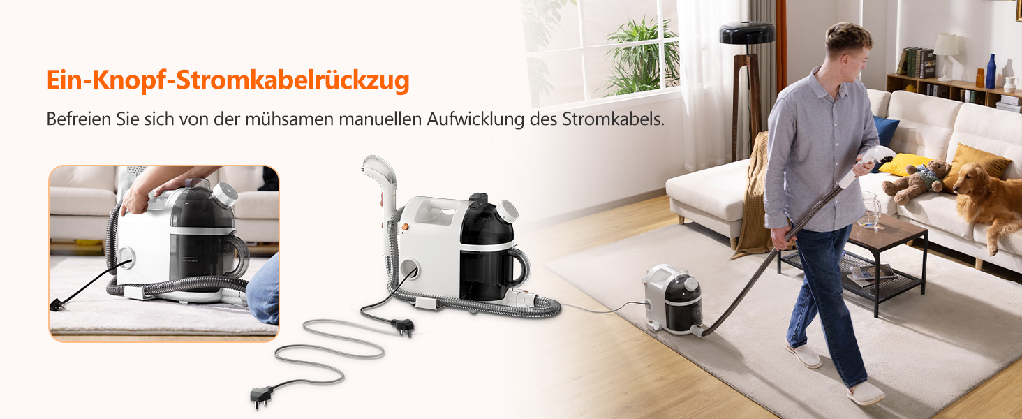 UWANT Теперішній пилосос для килимів, для диванів, килимів, м'яких меблів, мокрий/сухий пилосос з сильною потужністю всмоктування 12000Pa, 70dB (B200-білий-з щіткою для прасування)