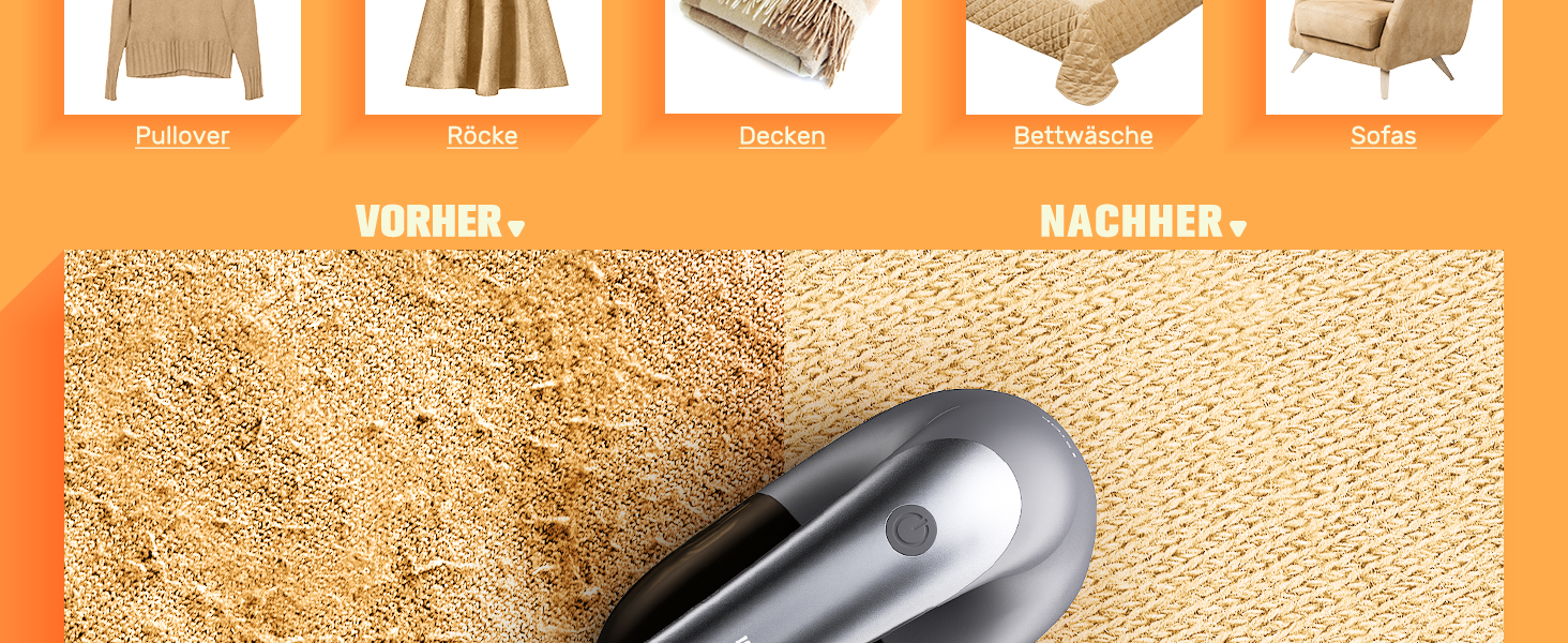 Електричний видальник ворсу POPCHOSE - бездротовий пристрій для видалення ворсу з одягу, меблів, 2000 mAh, 6 лез, 2 швидкості