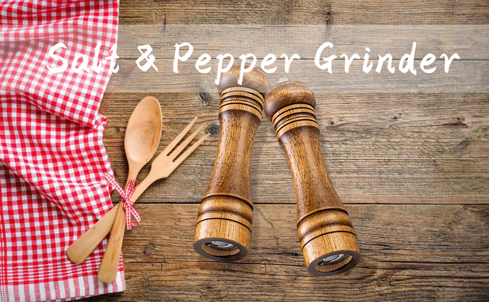 Двокомпозитна млинка для солі та перцю з дерева з підставкою, набір великих подрібнювачів спецій з регульованим керамічним механізмом для солі та перцю (21 см)