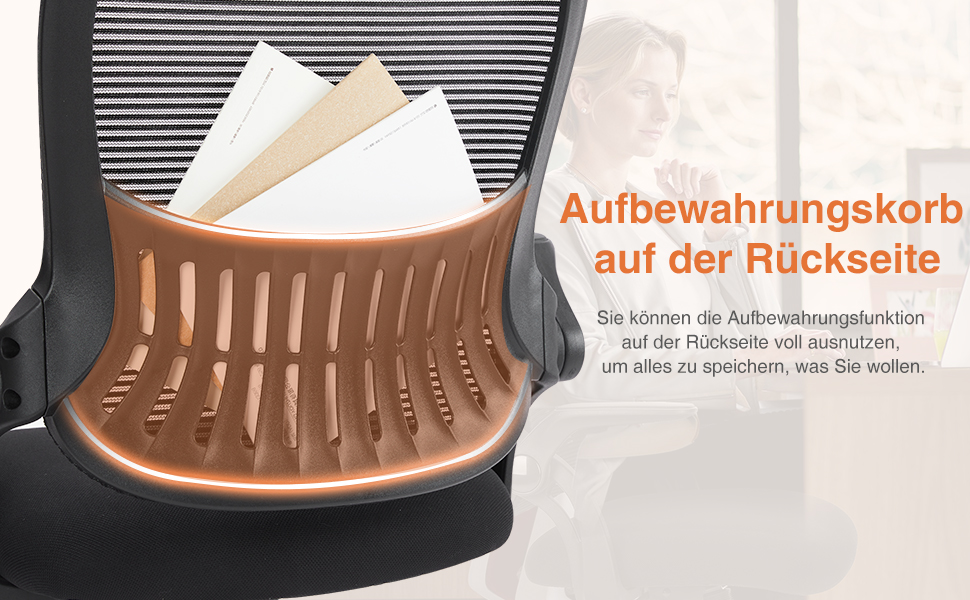 Ергономічне крісло для офісу Sweetcrispy з підйомними підлокітниками, регульованою висотою та функцією гойдання до 120° - чорний (18.5'D x 20.08'W x 41.3'H)