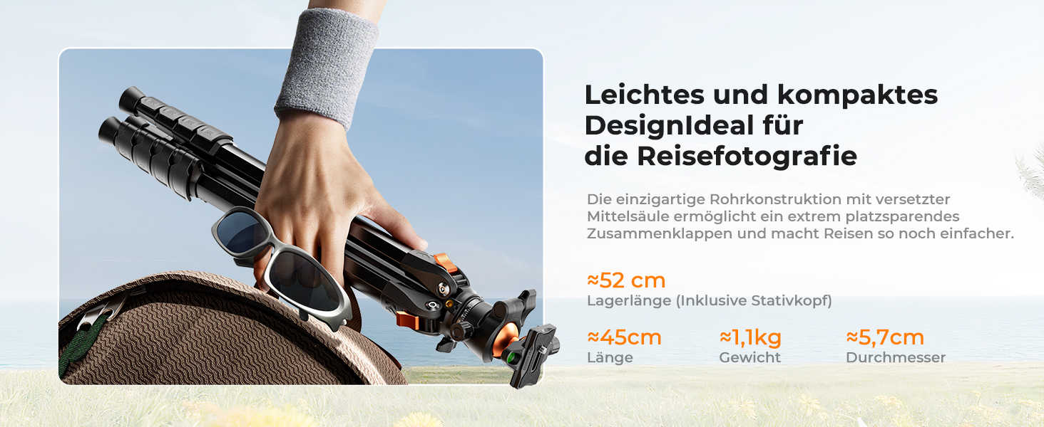 Штатив для камери та смартфона K&F Concept A305A1, 187 см, трипод з регулюванням висоти, алюміній