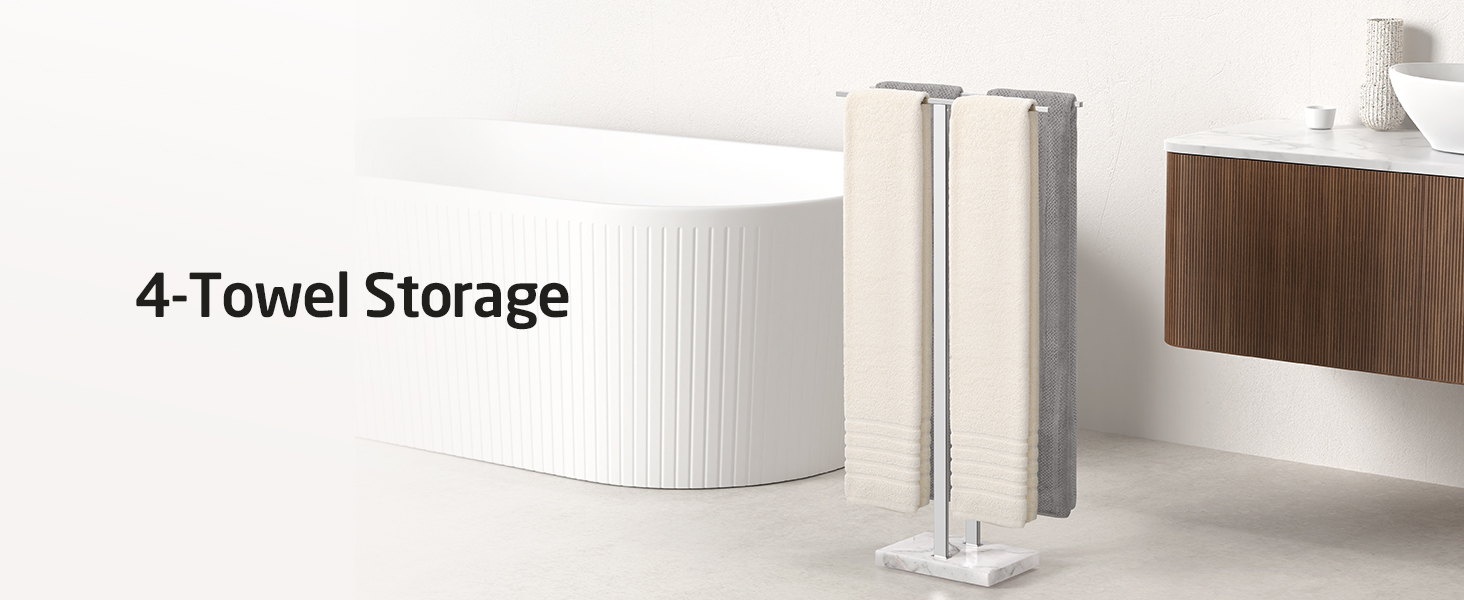 Підставка для рушників подвійна, настільна, з нержавіючої сталі, з мармуровою основою, 84 см, BTH217-2