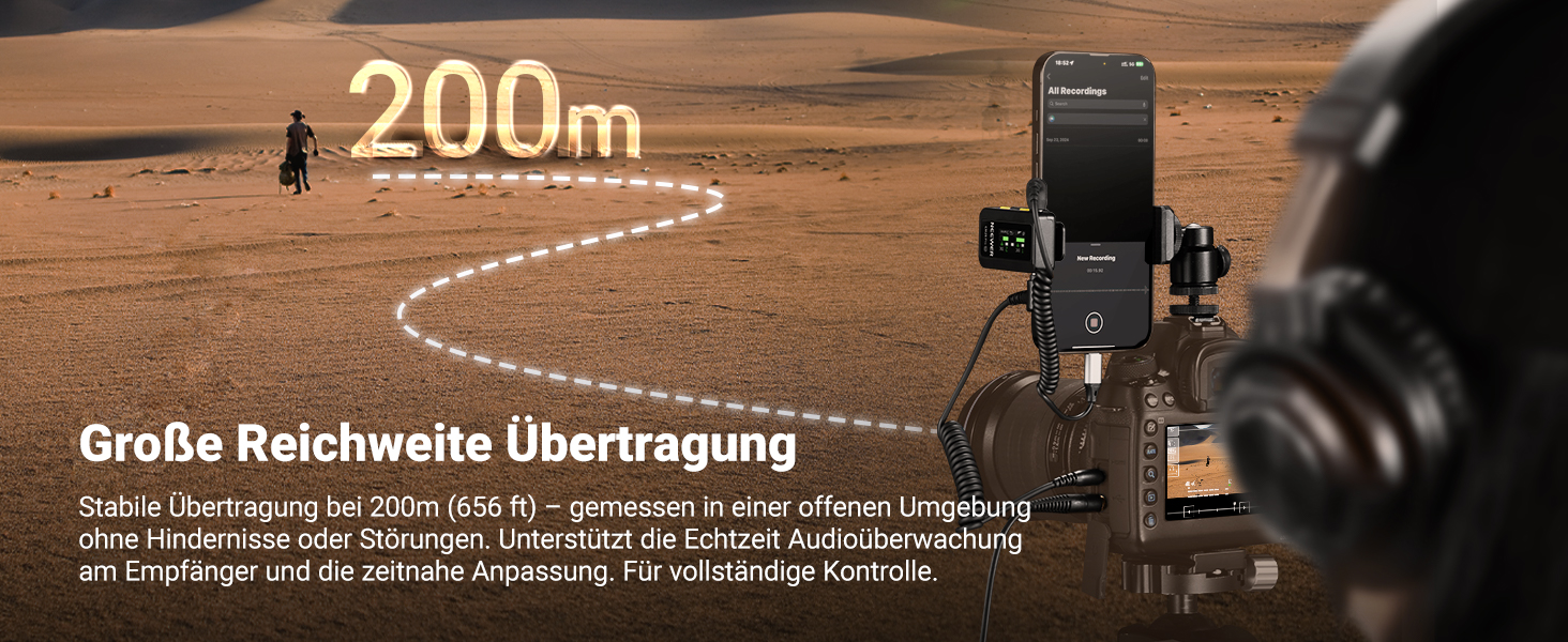 NEEWER CM28 Pro: Бездротове мікрофону з пригніченням шуму, 150м радіус дії, сумісний з iPhone, iPad, Android, DJI, Insta360, PC, Mac