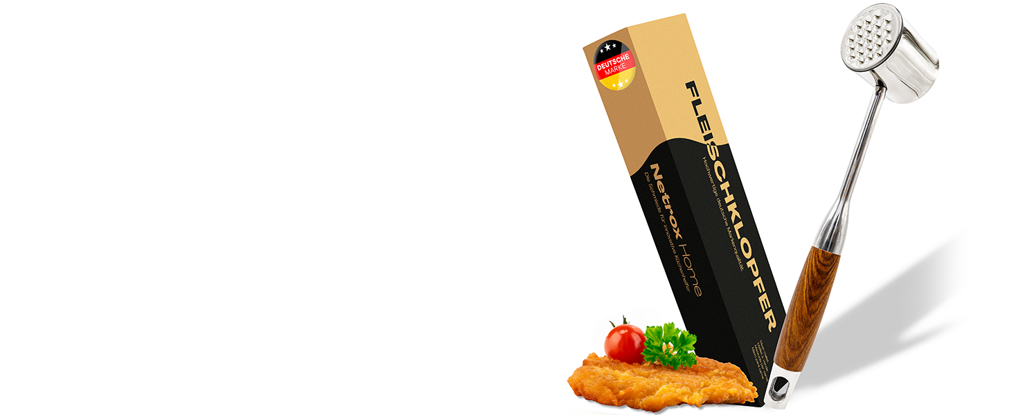 Нітрокс Fleischklopfer з нержавіючої сталі з дерев'яною ручкою - преміум-якість, для приготування шніцелів, миття в посудомийній машині, безпечний для продуктів харчування - молоток для м'яса, ніжний м'ясорубка, молоток для м'яса з нержавіючої сталі, пристосування для розбивання м'яса